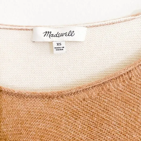 🦋 MADEWELL Kimball Colorblock V-Neck Wool Sweater XS