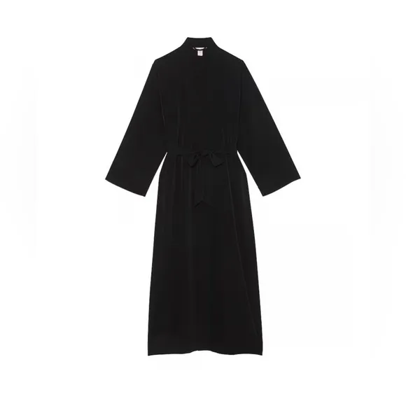 🆕 VICTORIA'S SECRET VS WOMEN’S LUXE CREPE LONG ROBE M-L BLACK