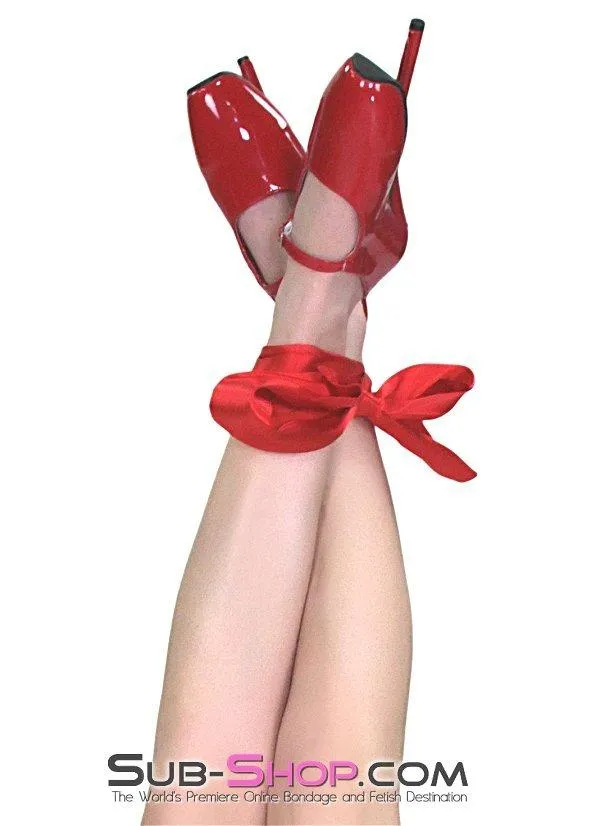 0407RS      Red Satin Love Me Knot Tie Up and Blindfold