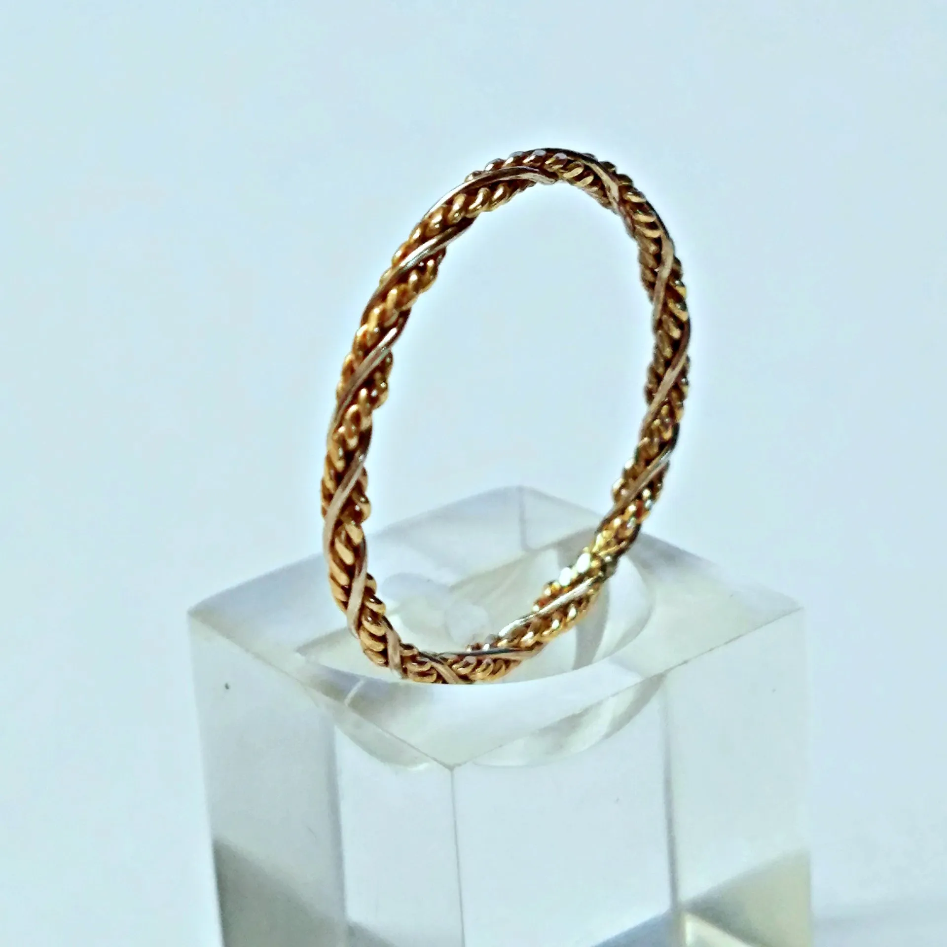 14k Hand Braided Twisted Cord Ring Band