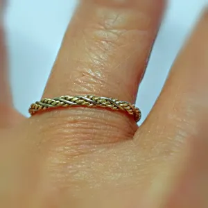 14k Hand Braided Twisted Cord Ring Band