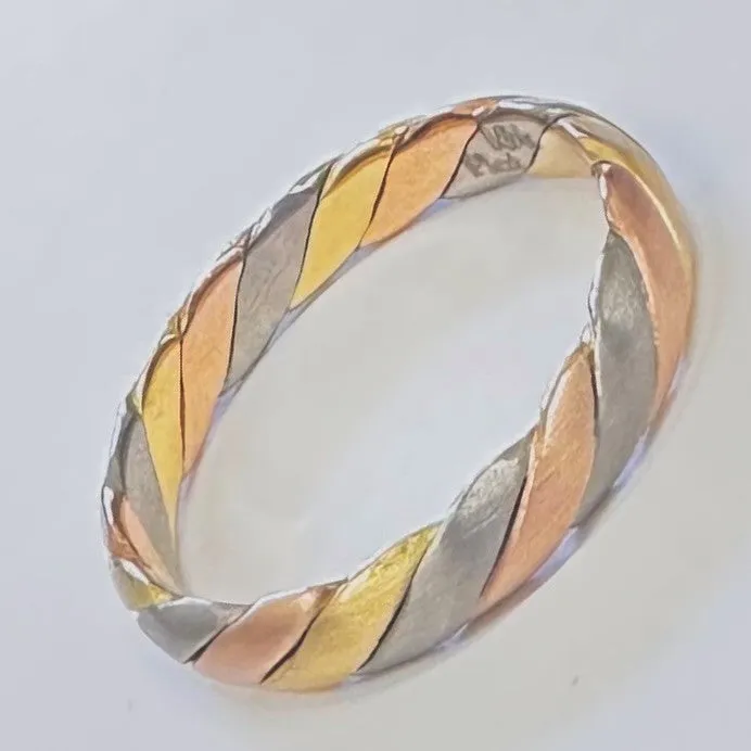 14K or 18K Tricolor Hand Braided Ring