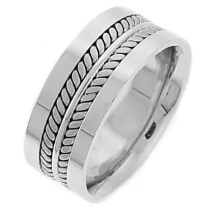 14K or 18K White Gold Hand Braided Ring