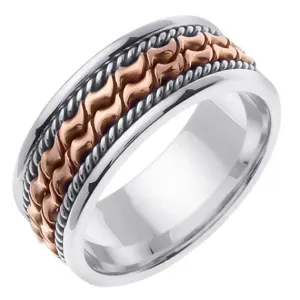 14K Silver/Rose or Silver/Yellow Hand Braided Cord Ring Band