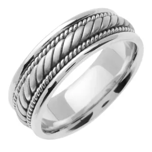 14K White Gold Base with Silver Hand Braided Center