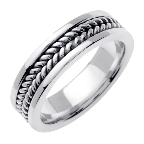 14K Yellow/White or White Hand Braided Ring Band