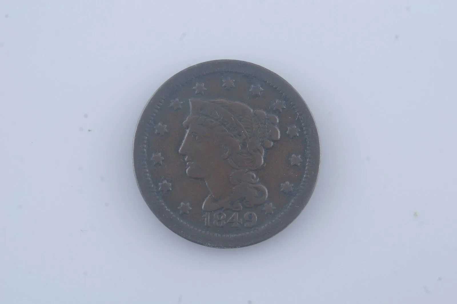 1849 Large Cent 1C, Fine Condition, Brown Color, Strong Detail for Grade