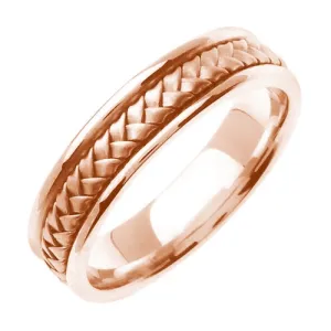 18K Rose or Rose/Tricolor Hand Braided Ring Band