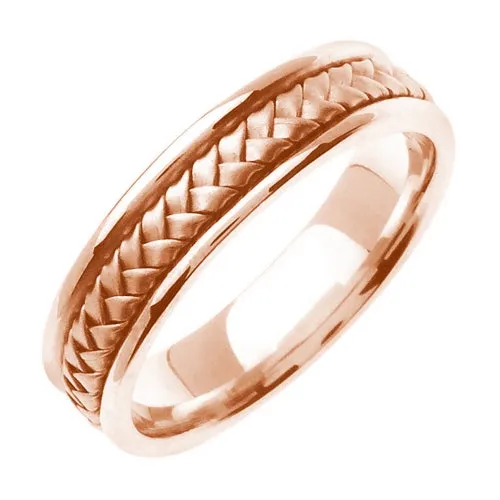 18K Rose or Rose/Tricolor Hand Braided Ring Band