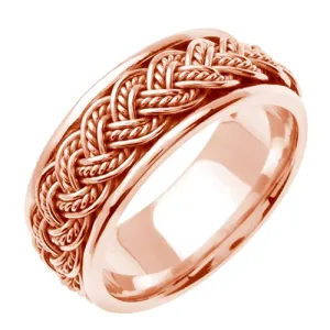 18k Rose or Rose/White Hand Braided Ring Band