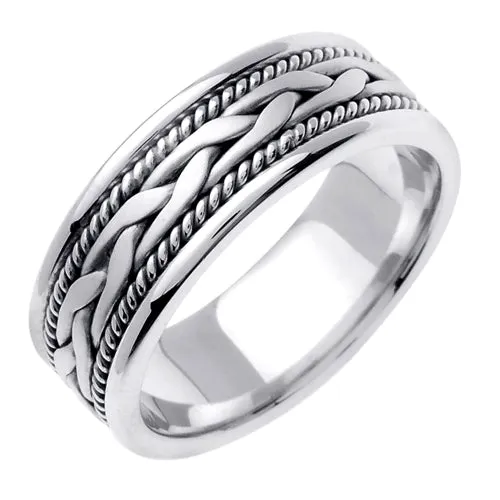 18K White or Yellow Gold Hand Braided Cord Ring