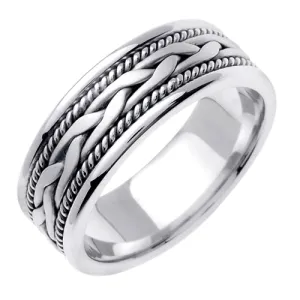 18K White or Yellow Gold Hand Braided Cord Ring