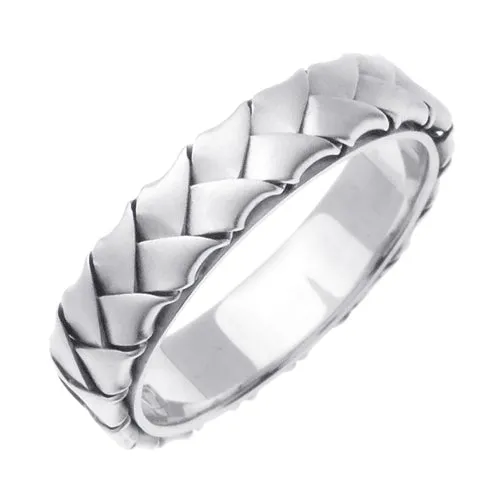 18K White or Yellow Gold Hand Braided Ring Band