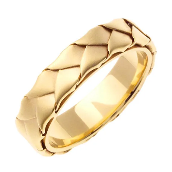 18K White or Yellow Gold Hand Braided Ring Band