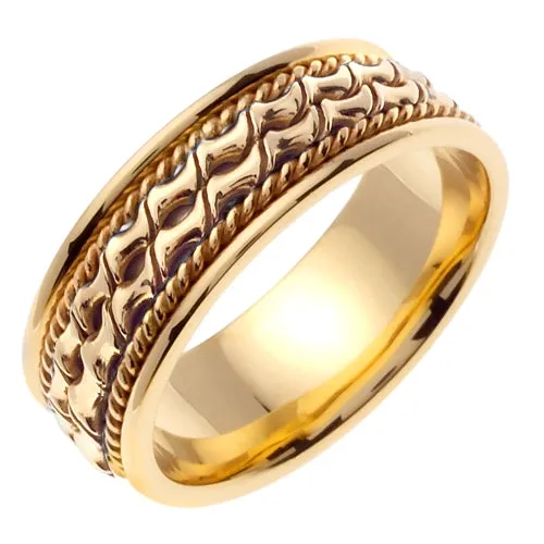 18K White or Yellow Hand Braided Cord Ring Band