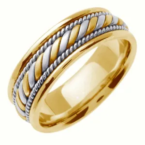 18K White/Yellow Hand Braided Cord Ring Band