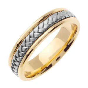 18K Yellow/White or Yellow  Hand Braided Ring Band