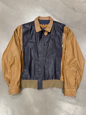 1980s Giorgio Armani colorblock leather bomber jacket