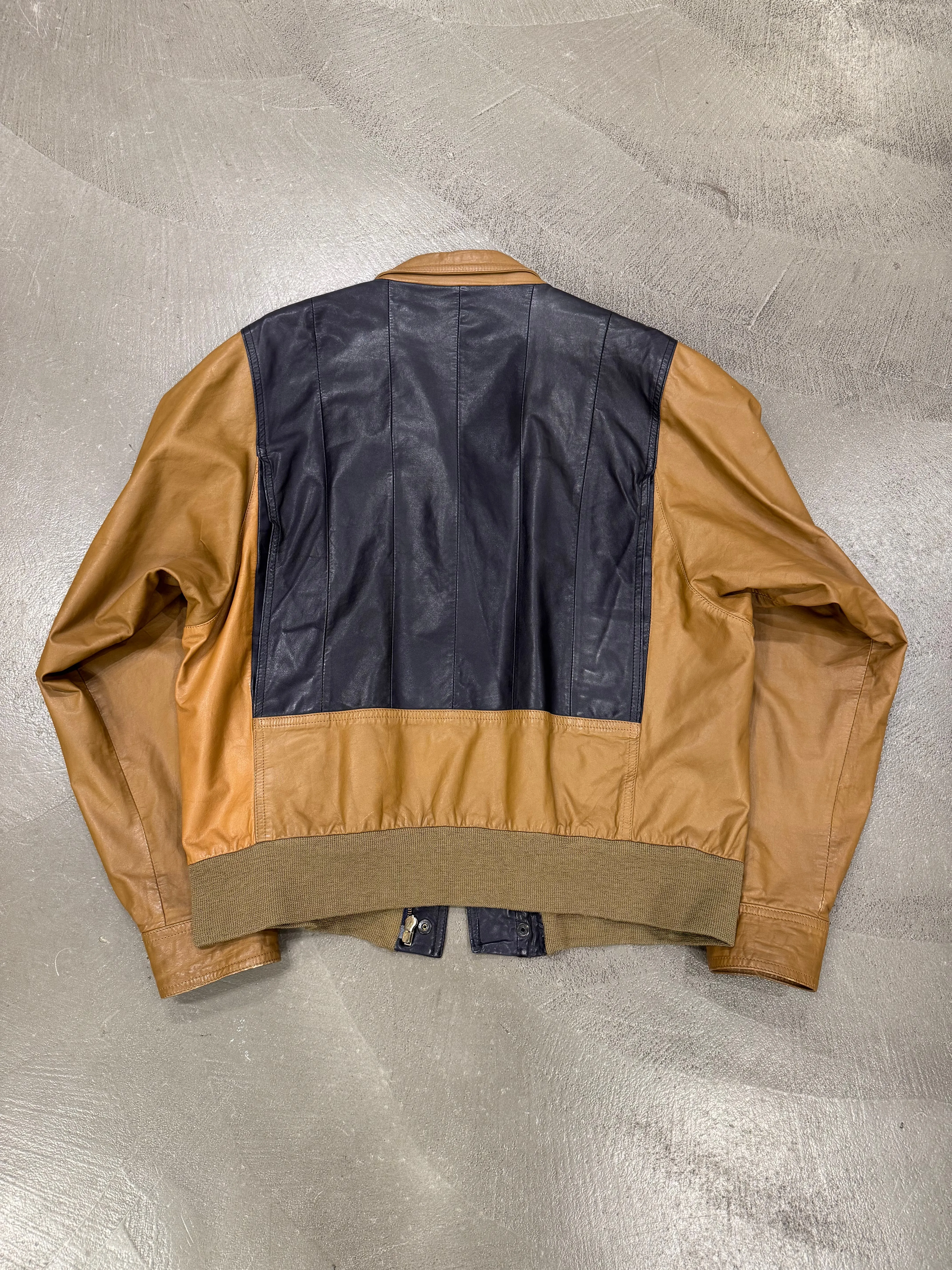 1980s Giorgio Armani colorblock leather bomber jacket