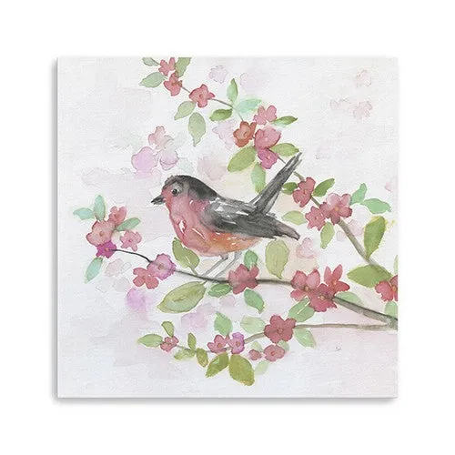 20" Flower and Bird Canvas Wall Art