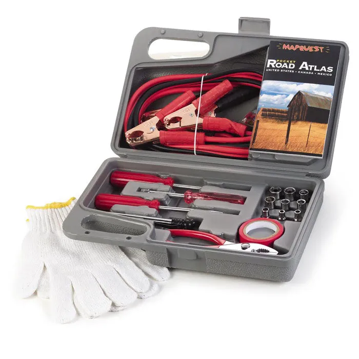31-Piece Roadside Emergency Kit with Road Atlas