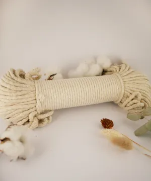 5 mm Natural Silver braided cotton rope, 50 meters