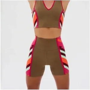 539. FREE PEOPLE Never Better Colorblock Bike Shorts in Moonrock Sz S NWOT  $48