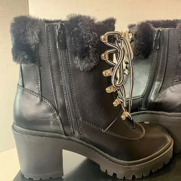 $58 FIRM! NIB TORRID Plus Size Black Warm Fur Winter Bootie (WW) 9.5 W