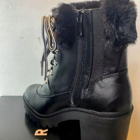 $58 FIRM! NIB TORRID Plus Size Black Warm Fur Winter Bootie (WW) 9.5 W