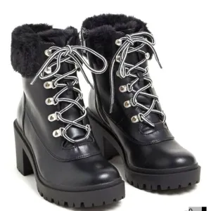 $58 FIRM! NIB TORRID Plus Size Black Warm Fur Winter Bootie (WW) 9.5 W