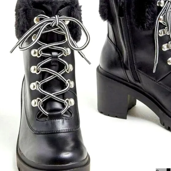 $58 FIRM! NIB TORRID Plus Size Black Warm Fur Winter Bootie (WW) 9.5 W