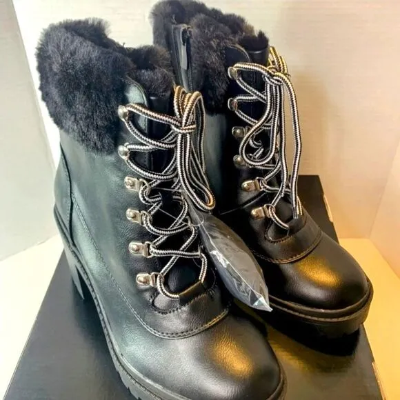 $58 FIRM! NIB TORRID Plus Size Black Warm Fur Winter Bootie (WW) 9.5 W