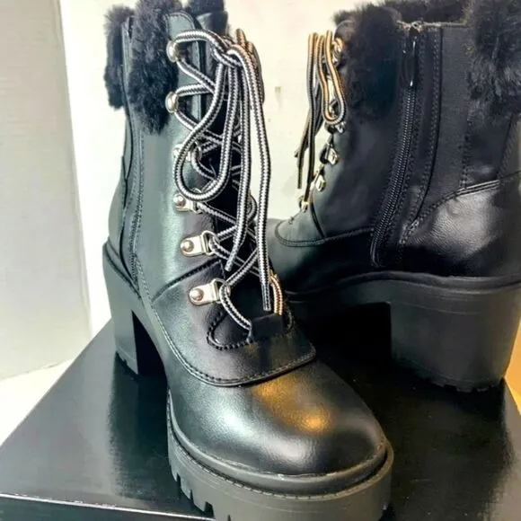 $58 FIRM! NIB TORRID Plus Size Black Warm Fur Winter Bootie (WW) 9.5 W