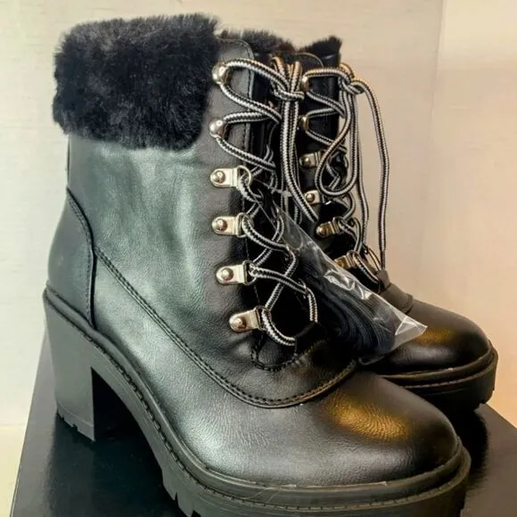$58 FIRM! NIB TORRID Plus Size Black Warm Fur Winter Bootie (WW) 9.5 W