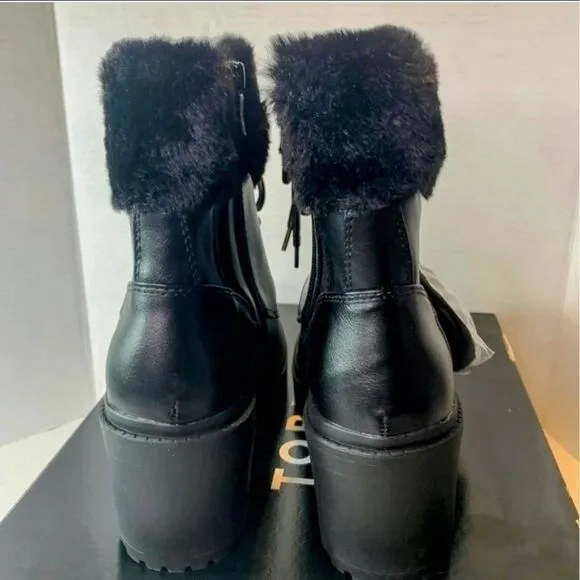 $58 FIRM! NIB TORRID Plus Size Black Warm Fur Winter Bootie (WW) 9.5 W