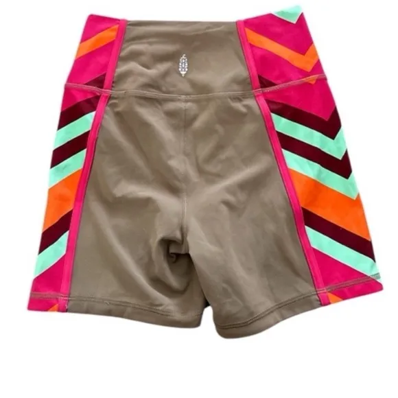 636. FREE PEOPLE Never Better Colorblock Bike Shorts in Moonrock Sz M NWOT $48