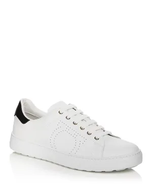 $695 SALVATORE FERRAGAMO - *PIERRE* White/Black Gancini Sneaker - 10 M US