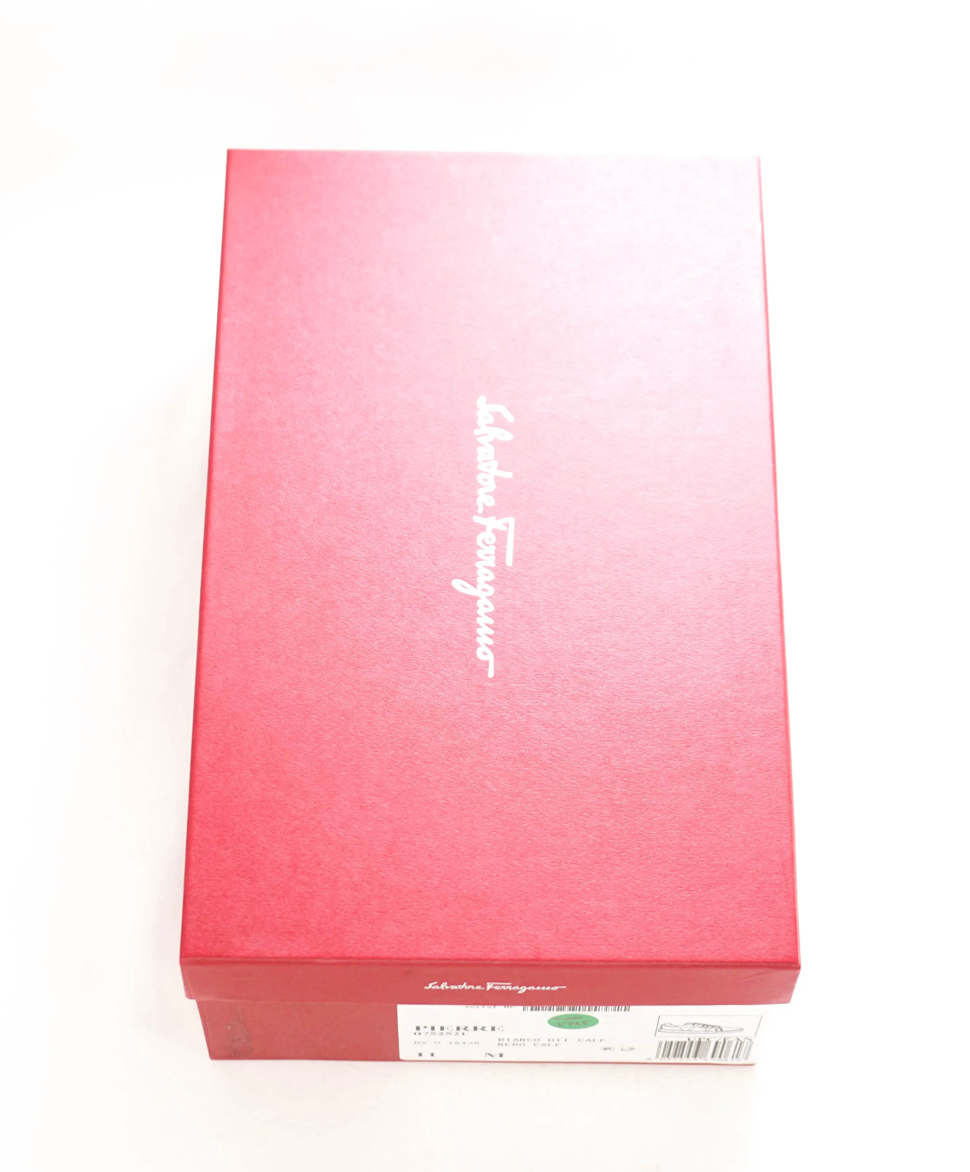 $695 SALVATORE FERRAGAMO - *PIERRE* White/Black Gancini Sneaker - 10 M US