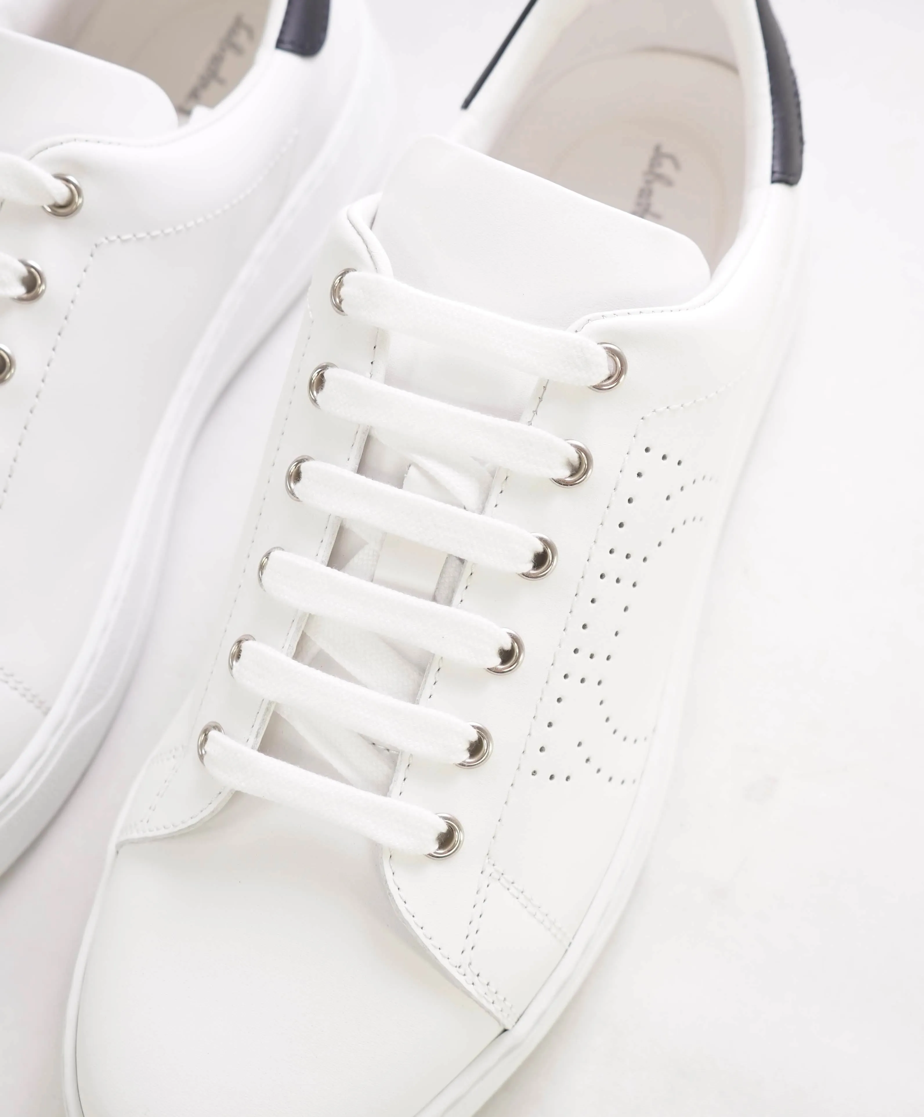 $695 SALVATORE FERRAGAMO - *PIERRE* White/Black Gancini Sneaker - 10 M US