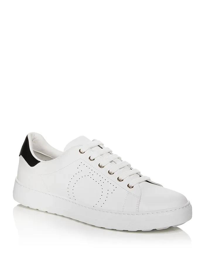 $695 SALVATORE FERRAGAMO - *PIERRE* White/Black Gancini Sneaker - 10 M US
