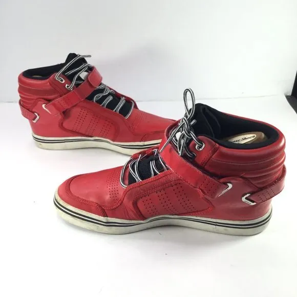 Adidas Adi-Rise Sneakers Men Size 8 High Top Strap Red Lace-Up