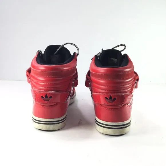 Adidas Adi-Rise Sneakers Men Size 8 High Top Strap Red Lace-Up