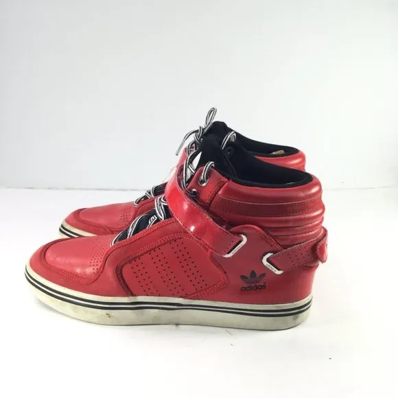 Adidas Adi-Rise Sneakers Men Size 8 High Top Strap Red Lace-Up