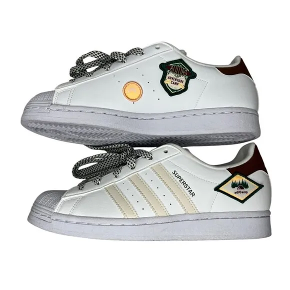 Adidas Superstar Adventure Camp Kids Sneakers White/Brown Ortholite Size 6