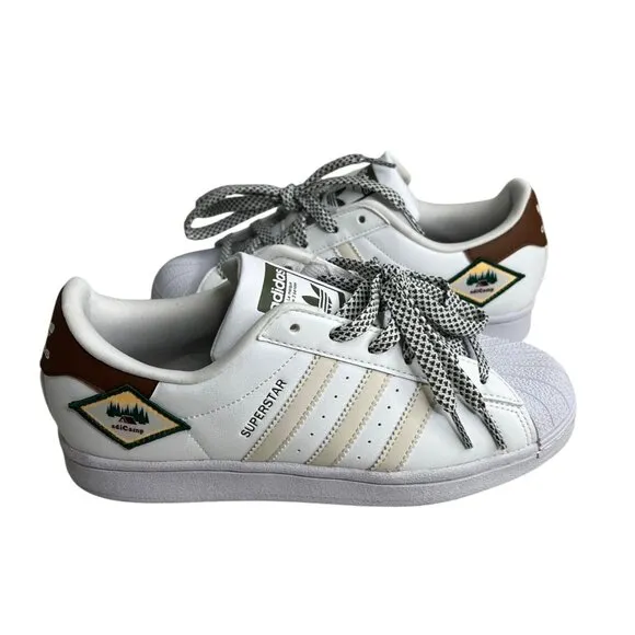 Adidas Superstar Adventure Camp Kids Sneakers White/Brown Ortholite Size 6