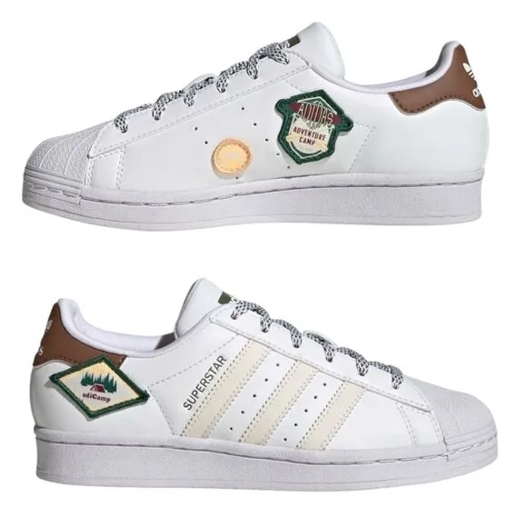 Adidas Superstar Adventure Camp Kids Sneakers White/Brown Ortholite Size 6