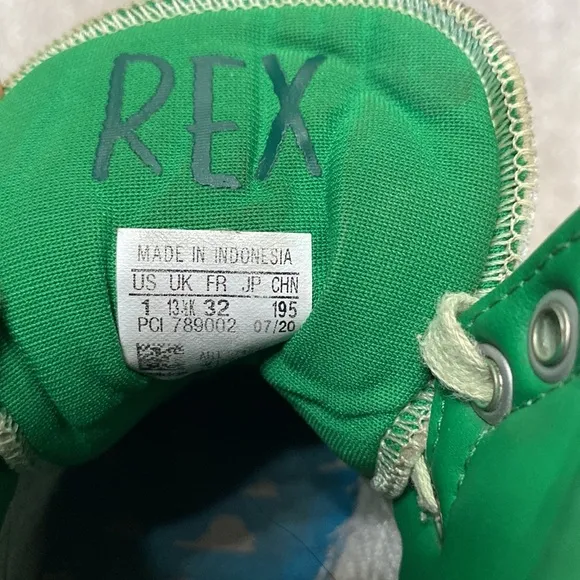 Adidas X Disney Pixar Toy Story Rex Green Dinosaur High Top Sneakers Size 1