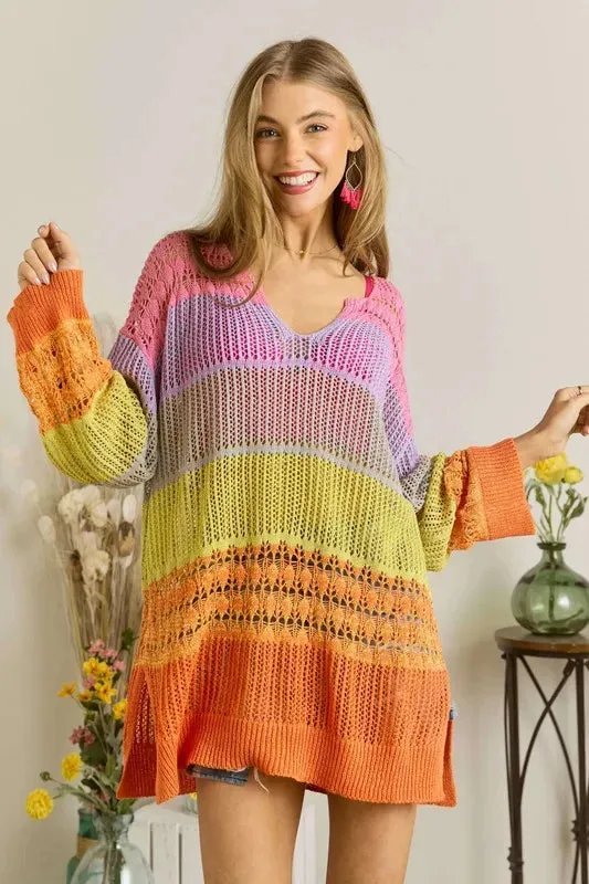 ADORA Colorblock Crochet Top
