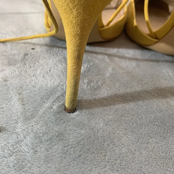 Aldo Yellow Suede Ankle Tie High Heels Size 9