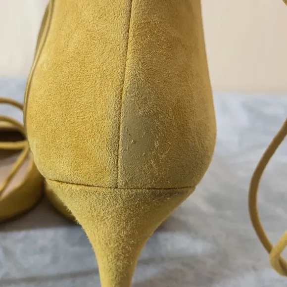 Aldo Yellow Suede Ankle Tie High Heels Size 9